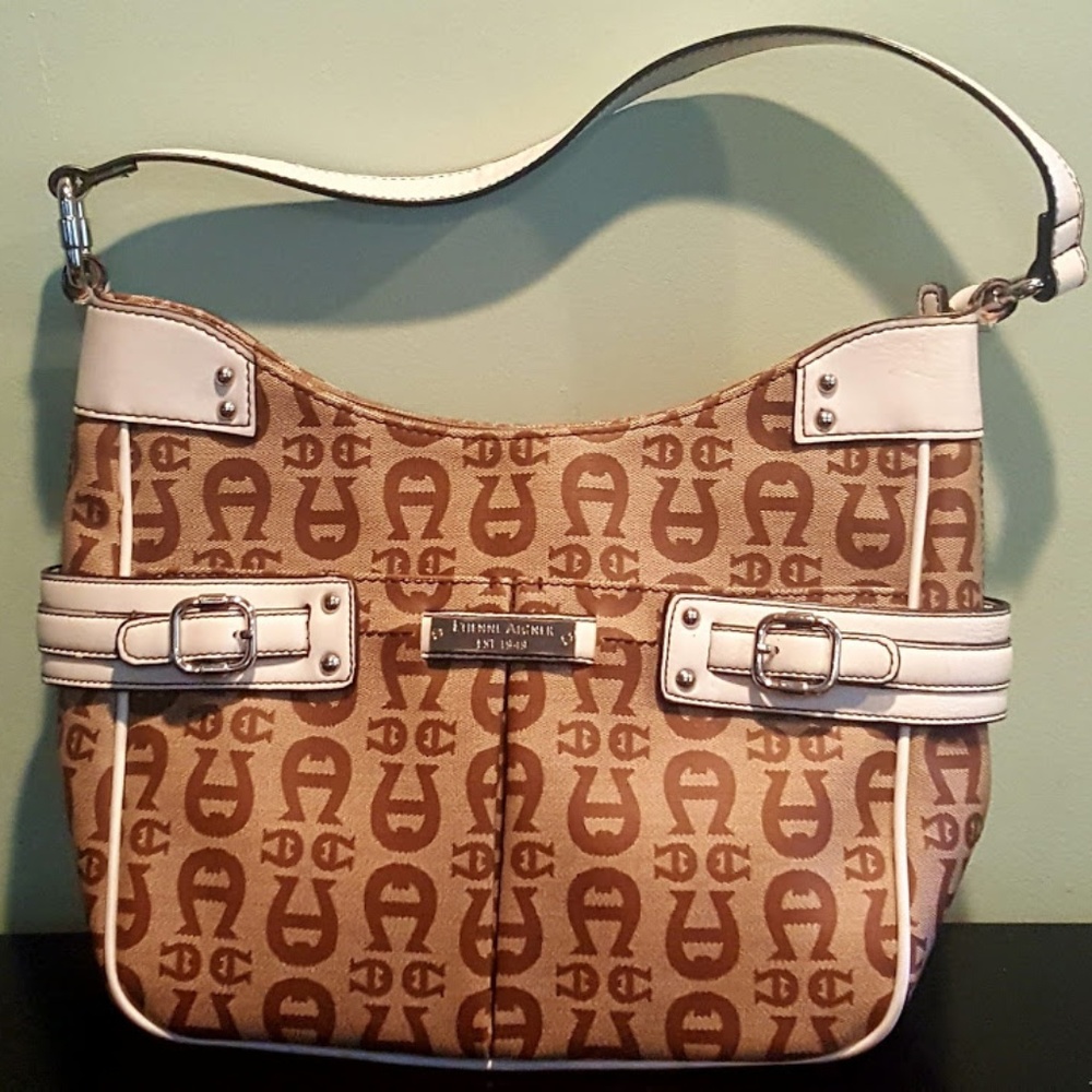Tan & Brown Etienne Aigner Logo 35971 Hand Bag